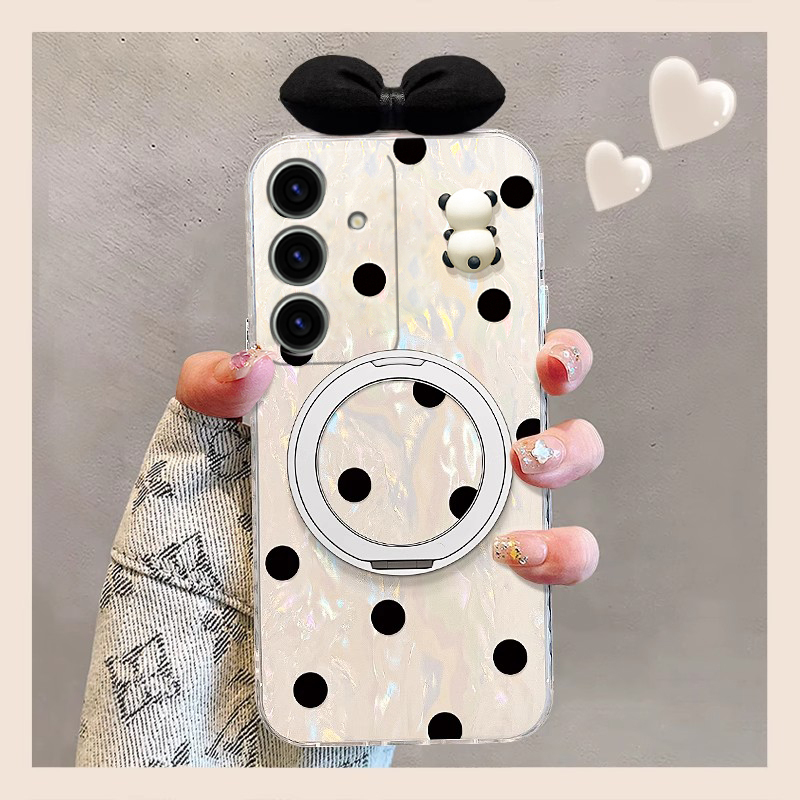 Suitable for Samsung S23 Phone Case, S25 Ultra Shell Pattern, S24 Plus Panda, S22 Polka Dot, S20+ with S25 Edge Rotating, Note 20 Ultra Magnetic, S21 Fe Stand, 10-Dimensional S8