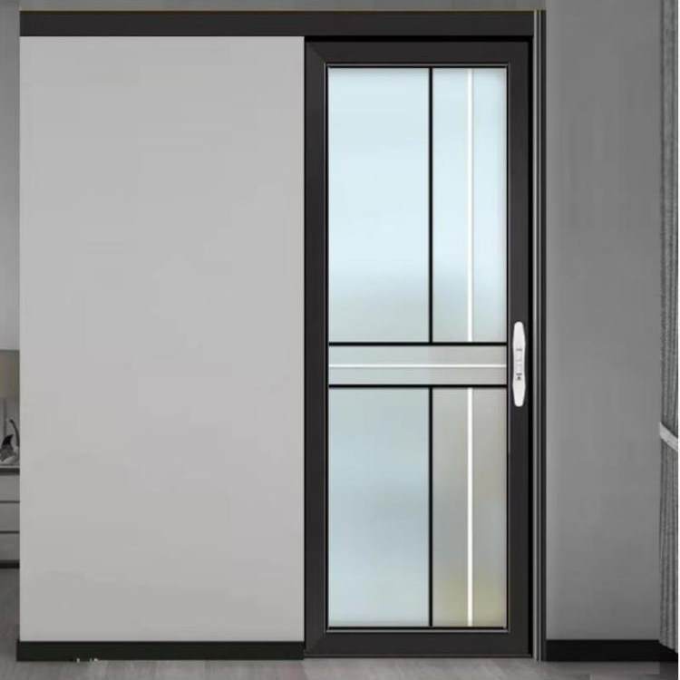 Tempered Aluminum Alloy Single-Panel Sliding Door with Hanging Rail for Balcony, Kitchen, Bathroom, and Toilet, Featuring Frosted Glass for the Bathroom Tempered Aluminum Alloy Single-Panel Sliding Door with Hanging Rail for Balcony, Kitchen, Bathroom, and Toilet, Featuring Frosted Glass for the Bathroom