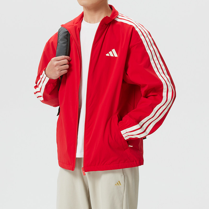 Adidas Men's Year of the Horse New Year Style Fleece-Lined Jacket Loose Woven Sports Top Casual Wear