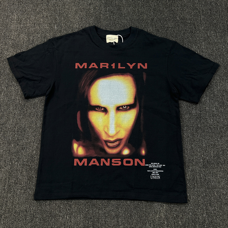 Marilyn Manson Vintage Tee Men's and Women's American High Street Fog Short-Sleeve T-Shirt