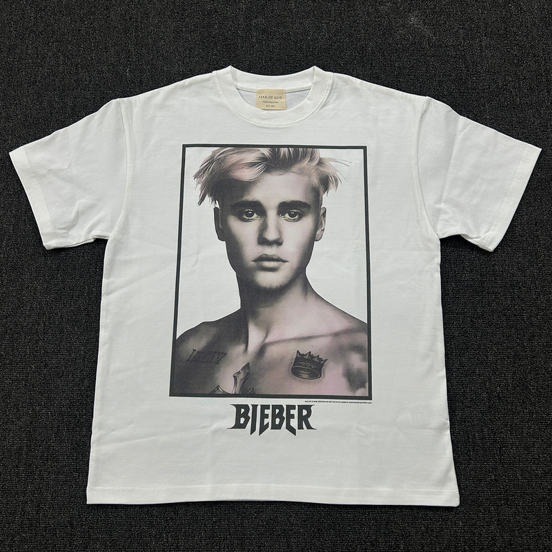 Vtg Bieber Portrait Short-Sleeve T-Shirt High Street Fog Justin Bieber Unisex Couple White Bieber Top Vtg Bieber Portrait Short-Sleeve T-Shirt High Street Fog Justin Bieber Unisex Couple White Bieber Top