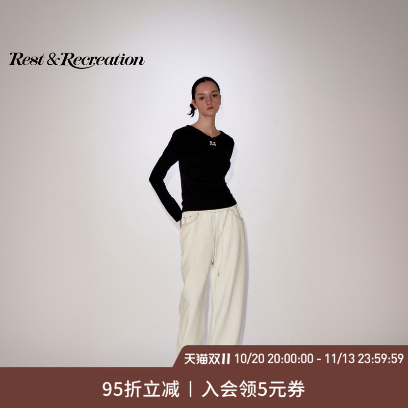 Restandrecreation Official 2026 Rr Color-Blocked Contrast Stitching Elastic Waistband Long Sweatpants for Men and Women
