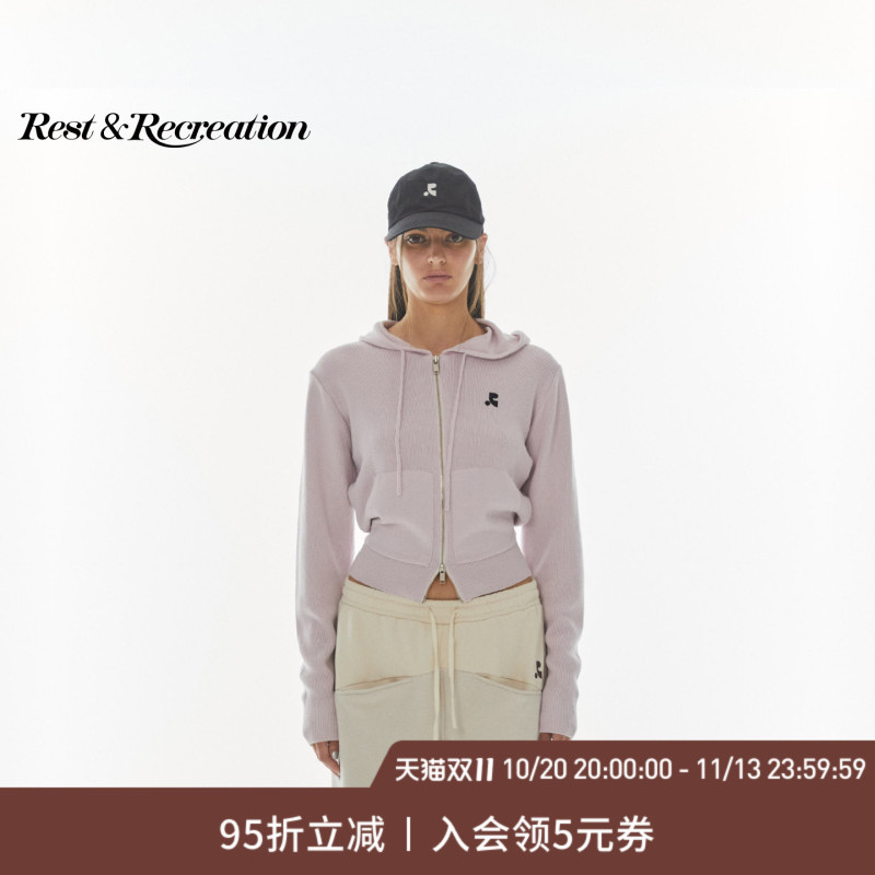 [Celebrity Style] Restandrecreation Official Classic Rr Waist-Cinching Hooded Knitted Cardigan for Women