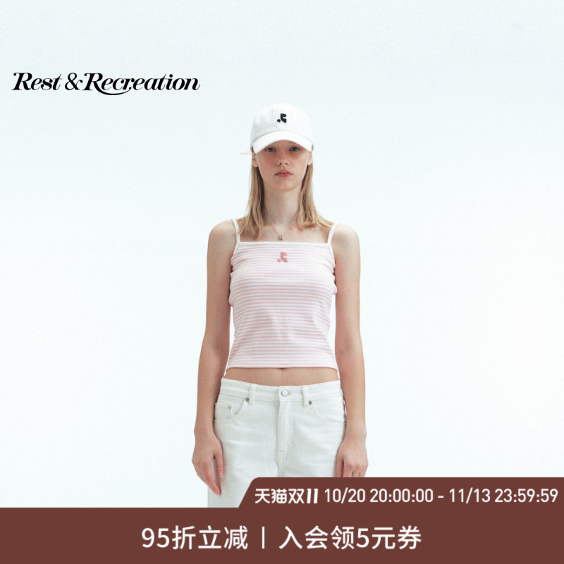 Restandrecreation Official 2026 Summer New Rr Casual Striped Logo Embroidered Camisole