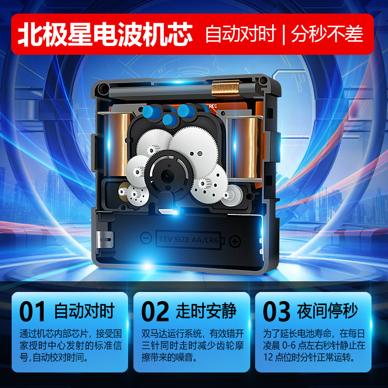 Polaris Clock Wall Clock Living Room Stylish Creative Clock Radio-Controlled Wall Clock Simple Modern Home Quartz Clock Wall-Mounted