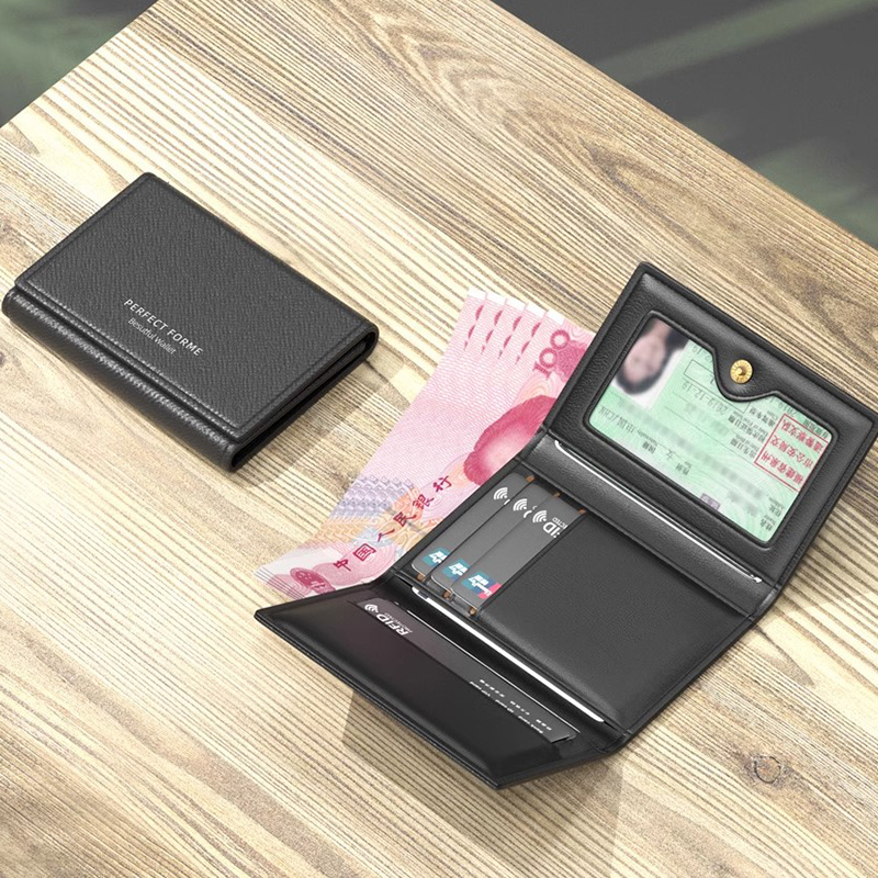Simple Men's Multifunctional Wallet, Compact, Portable, Large-Capacity Wallet, Card Holder, Integrated Anti-Degaussing Card Holder, Driver's License