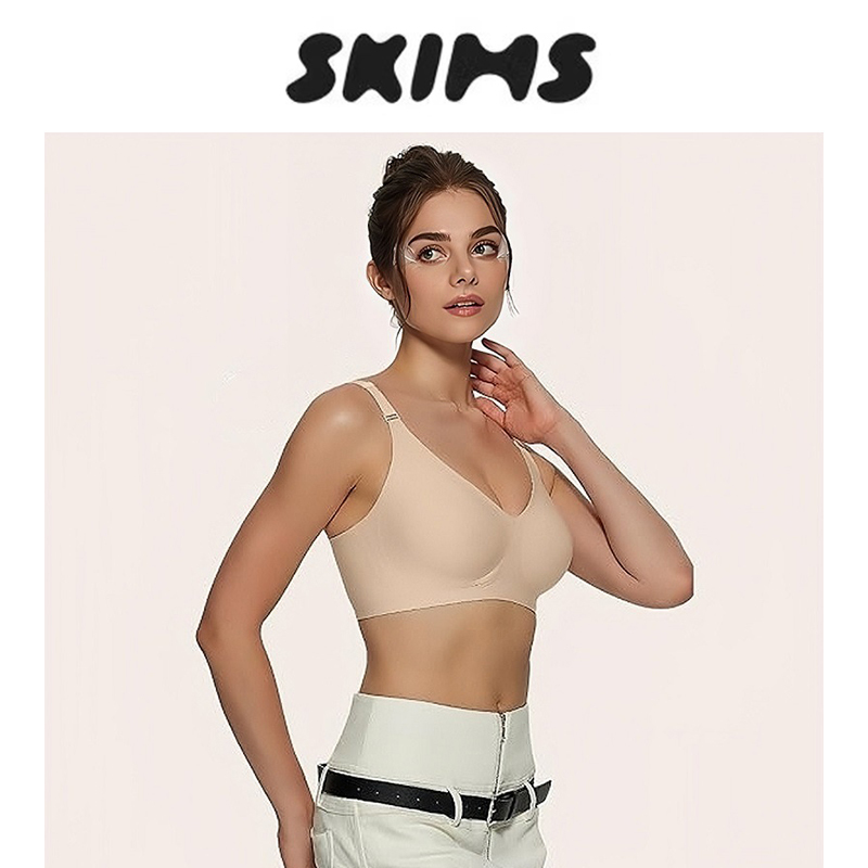 Official Genuine Skims Underwear Kardashian Style Seamless Breathable Bra with Double Shoulder Straps Sexy Solid Color Bandeau for Women