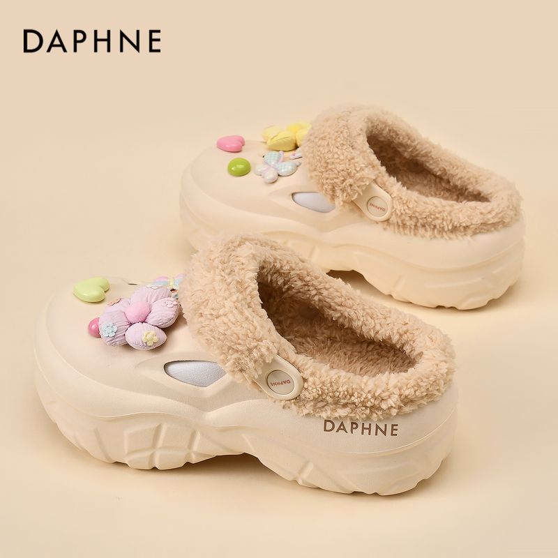 Daphne Women's Fleece-Lined Clogs Thick-Soled Outdoor Cotton Slippers Women's Warm Furry Shoes Winter Cotton Shoes Daphne Women's Fleece-Lined Clogs Thick-Soled Outdoor Cotton Slippers Women's Warm Furry Shoes Winter Cotton Shoes