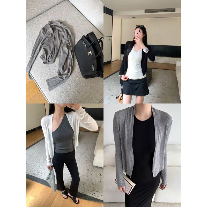Mosesqueen Thin Sun-Protective Knitted Cardigan Shawl Short Jacket Air-Conditioning Shirt Top