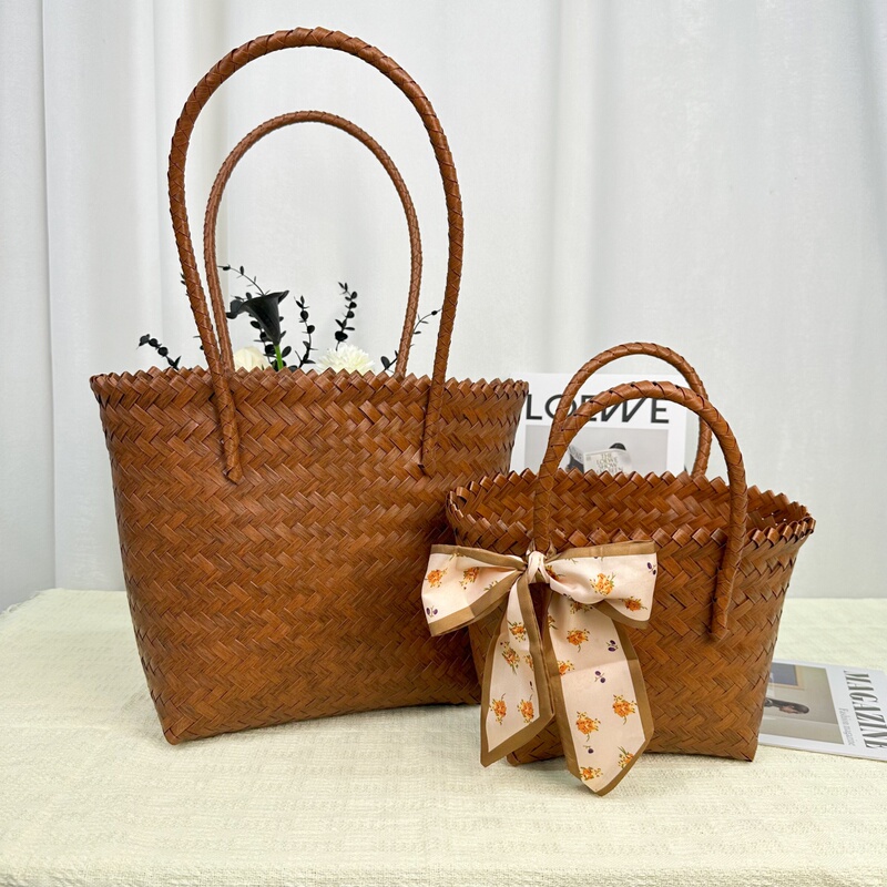 French-Style Imitation Rattan Woven Tote Bag for Women, Large-Capacity Handbag, Shoulder Bag, Commuter Bag, Vegetable Basket Bag French-Style Imitation Rattan Woven Tote Bag for Women, Large-Capacity Handbag, Shoulder Bag, Commuter Bag, Vegetable Basket Bag