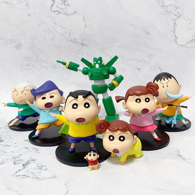7 Crayon Shin-Chan Figures: Nohara Shinnosuke, Kondam, Xiaokui, Zhengnan, Adai, Fumon Doll Model Ornaments