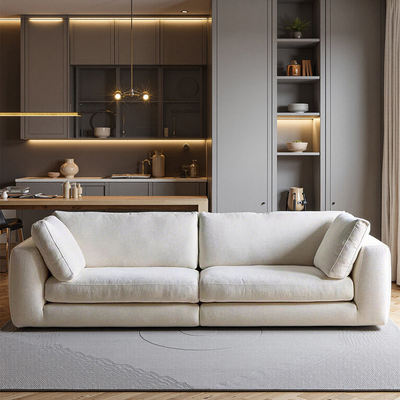 French-style simple Sydney cotton and linen sofa, modern simple living room, small apartment, straight-row fabric cloud sofa