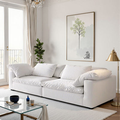 Chuxin French cream-style fabric sofa for living room, modern and simple small apartment, Chenille cotton and linen detachable washable sofa