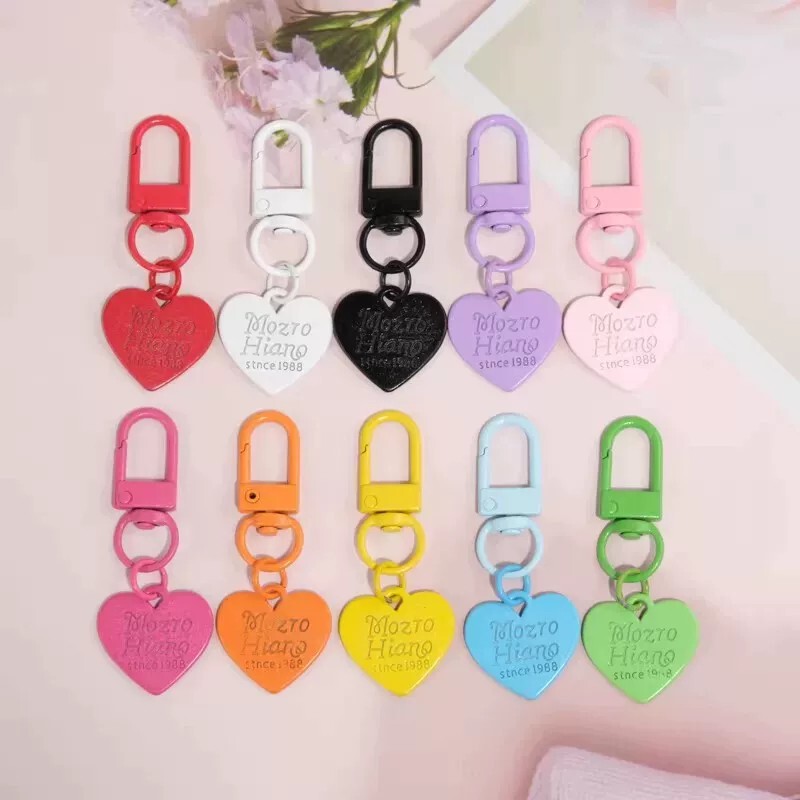 Candy-Colored Heart Keychain, Colorful Cute Metal Pendant, Heart-Shaped Charm, Bag Decoration, Small Gift