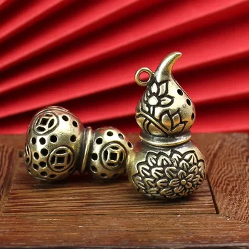 Handmade pure copper lotus gourd antique brass rich gourd car pendant creative craft gift