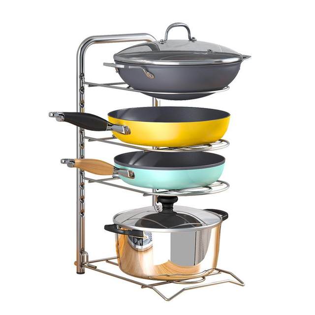304 stainless steel pot racks, pot racks, iron pots, pots, kitchen storage racks, household multi-layer countertop storage racks