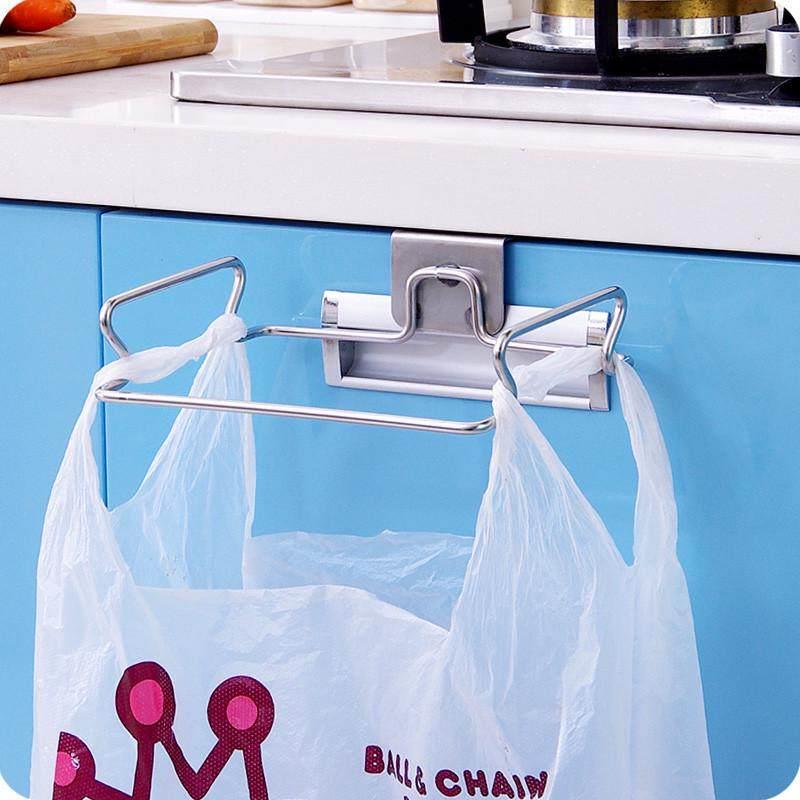 Stainless Steel Wall-Mounted Trash Rack Cabinet Storage Rack Household Foldable Kitchen-Specific Portable Trash Can Holder