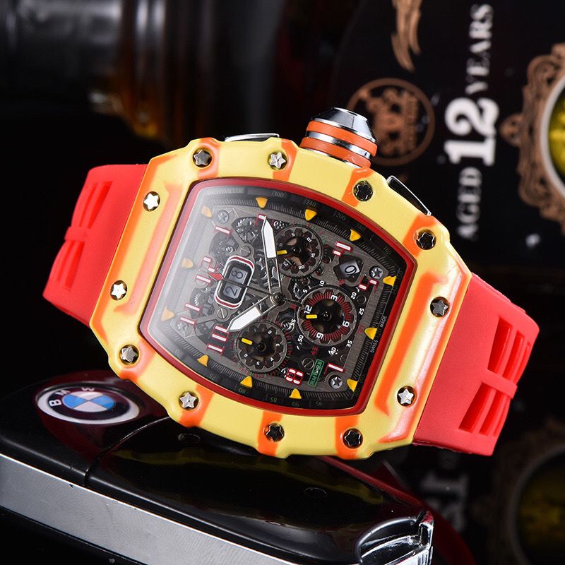 Richard's Striped Color Fully Automatic Non-Mechanical High-End Multi-Functional Men's Watch Barrel-Shaped Miller-Style Wristwatch