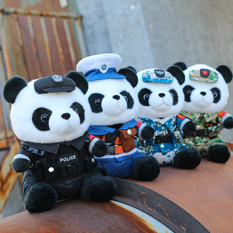 New Cute Panda Plush Toy Doll Sea, Land and Air Swat Soldier Doll Soldier Brother Warrior Panda Commemoration