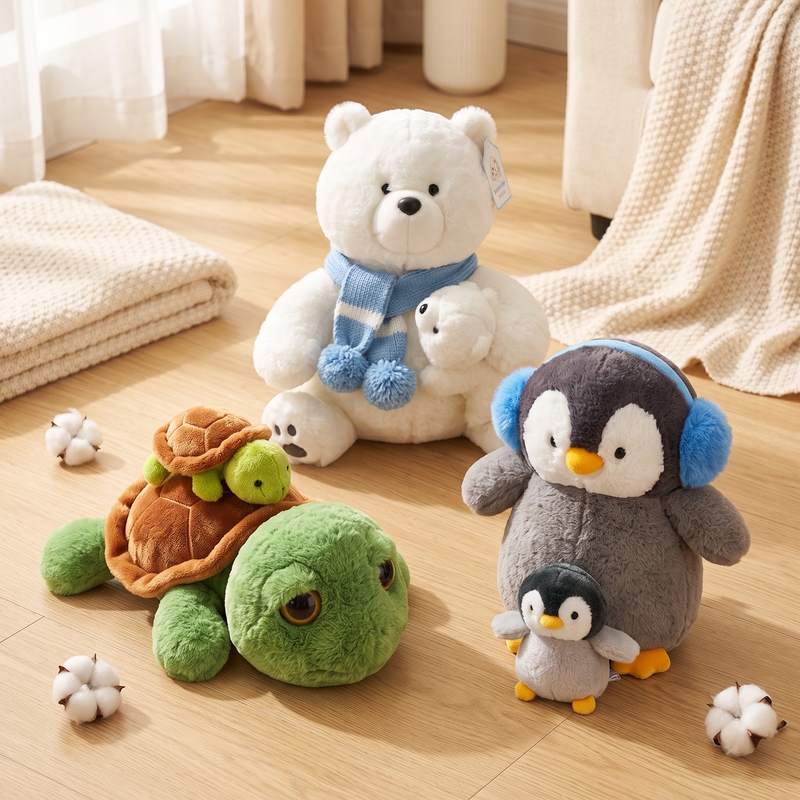 Chimelong Ocean Animal Headphones Penguin Mother and Child Polar Bear Mother and Child Turtle Plush Toy Haiyang Ocean Park Souvenir