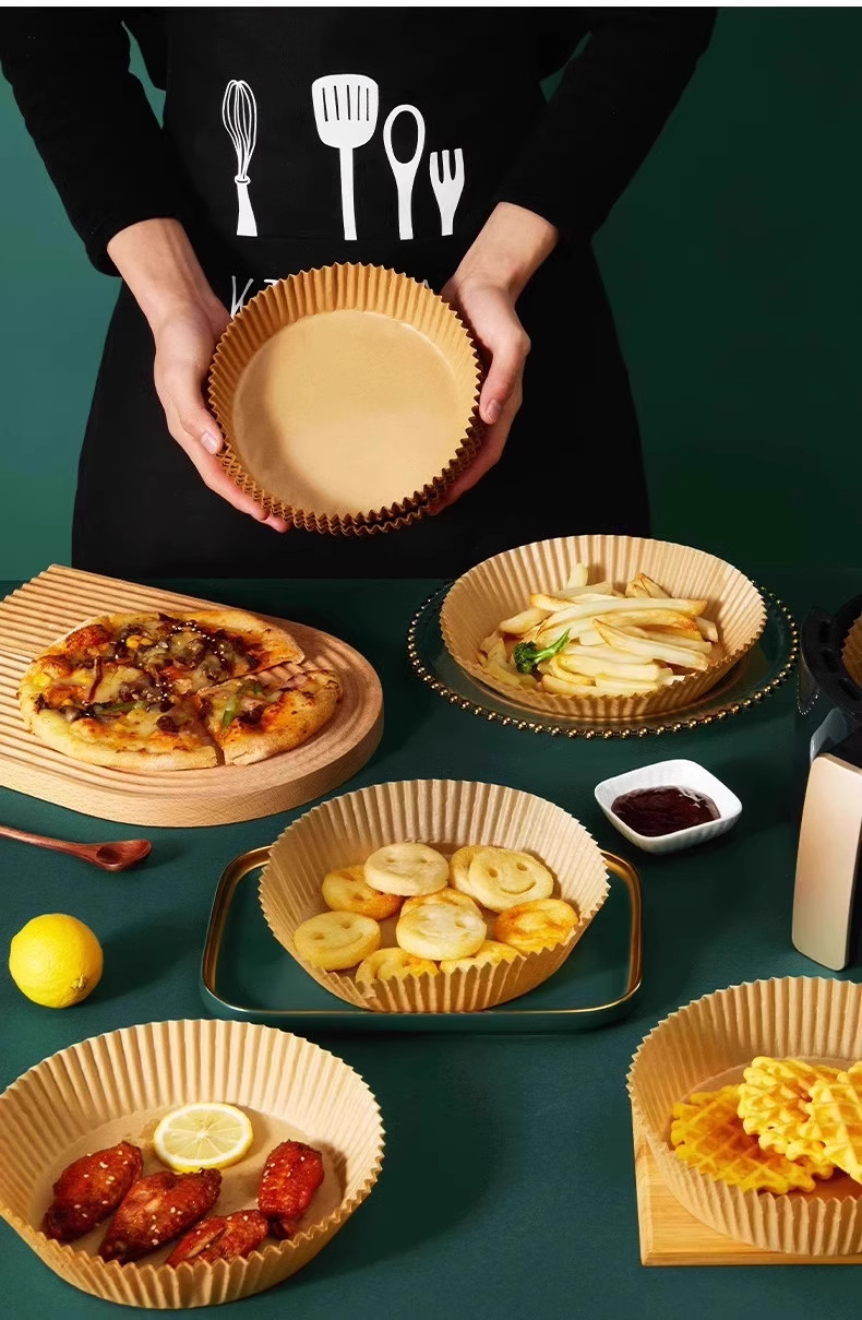 Hava Fritözü Özel Kağıdı Fırın Emici Yağ Pedi Kağıdı Ev Gıda Yuvarlak Kağıt Kase Kare Fırınlama Silikon Yağlı Kağıdı