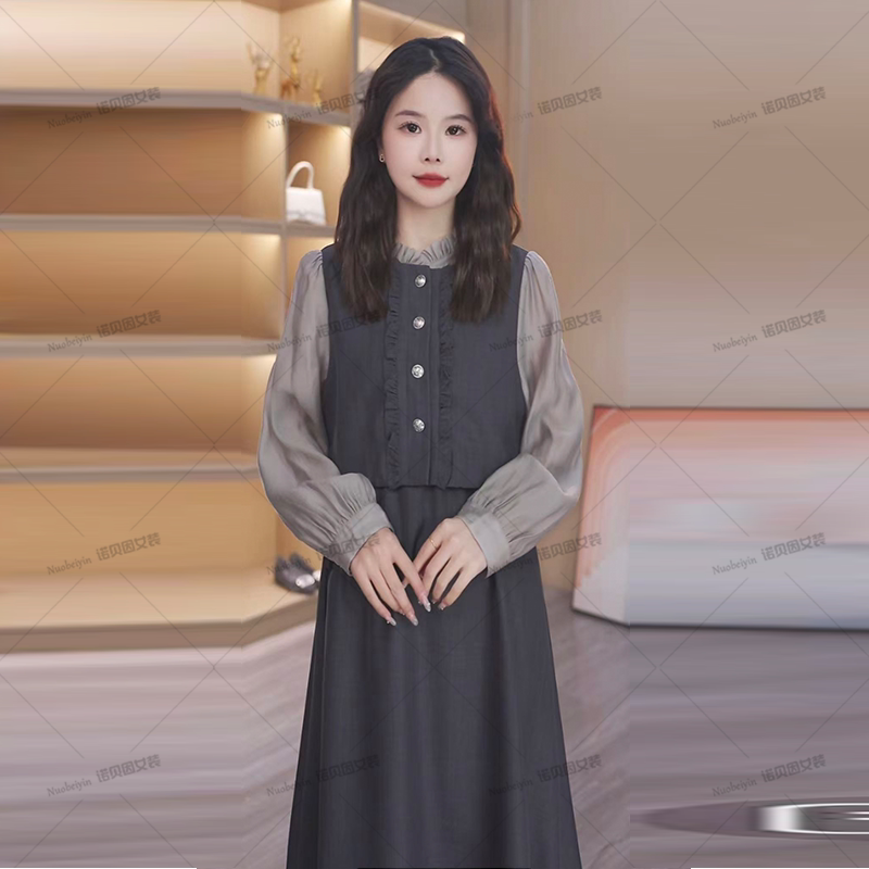 Nobel Spring and Autumn Old Money Style Women's Popular Long-Sleeve Dress Nnby660388