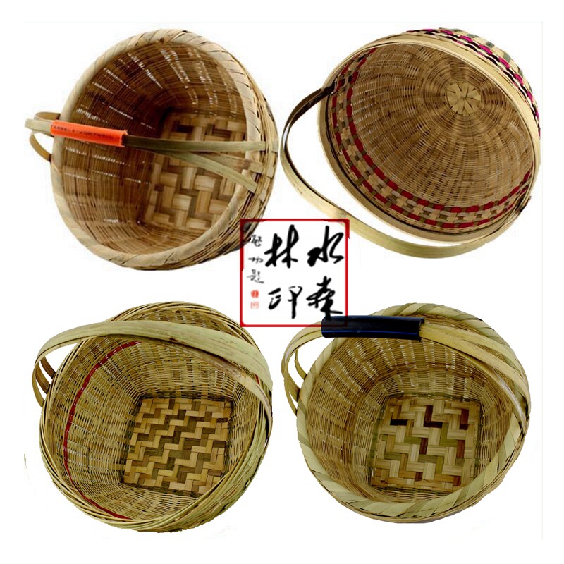 优选制品收纳筐购物篮提篮果篮竹制品G竹篮提蓝提篼跳舞篮子纯手,