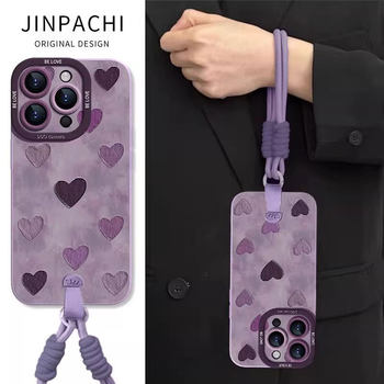 Love oil painting is suitable for apple 17promax mobile phone case 2025 new iphone16 comes with lanyard 15 anti-lost 13 one-piece 14pro female 16e good-looking 12pm