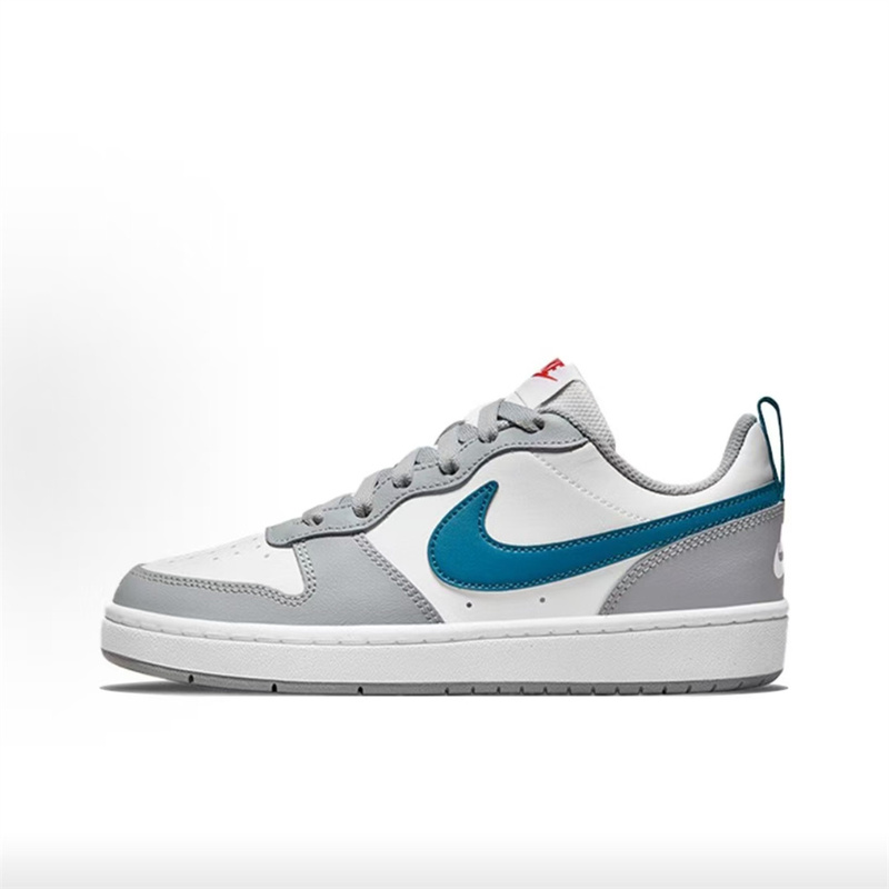 Nike Court Borough Little Dior Casual Non-Slip Wear-Resistant Low-Top Kidsren's Sneakers Gray White Blue
