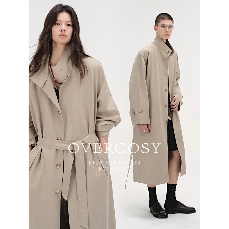 Overcosy Extremely Comfortable/Lyocell Cotton Feel Lazy Style Simple Drop Shoulder Long Trench Coat for Men and Women Summer