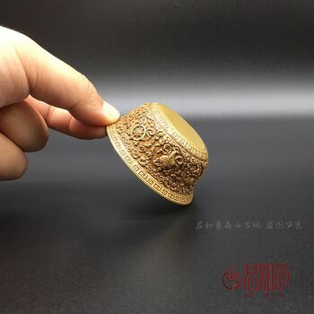 Antique brass small bowl small ornaments solid copper bowl tribute bowl auspicious eight treasures pattern copper utensils antique copperware