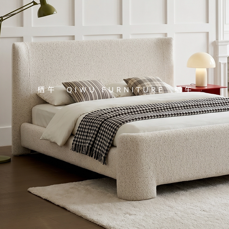 Aivei Fabric Bed, French Retro Style, Master Bedroom, High Backrest, Removable and Washable, Modern Simple Home Double Bed Aivei Fabric Bed, French Retro Style, Master Bedroom, High Backrest, Removable and Washable, Modern Simple Home Double Bed