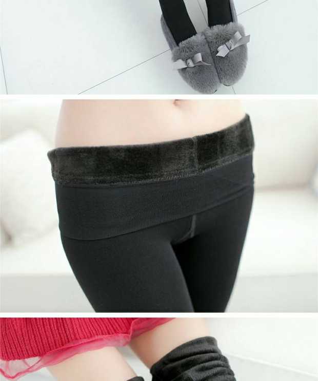 Vớ nữ mùa xuân và mùa thu mẫu cashmere dày và mỏng cashmere mùa đông cộng với quần legging nhung dày phối màu da để giữ ấm quần baggy nữ