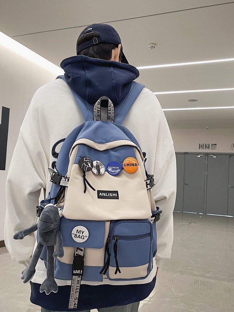 Trendy Schoolbags for Boys, Junior High School Students, Handsome Elementary School Students in Grades 4, 5 and 6, Lightweight New Style College Style Backpacks