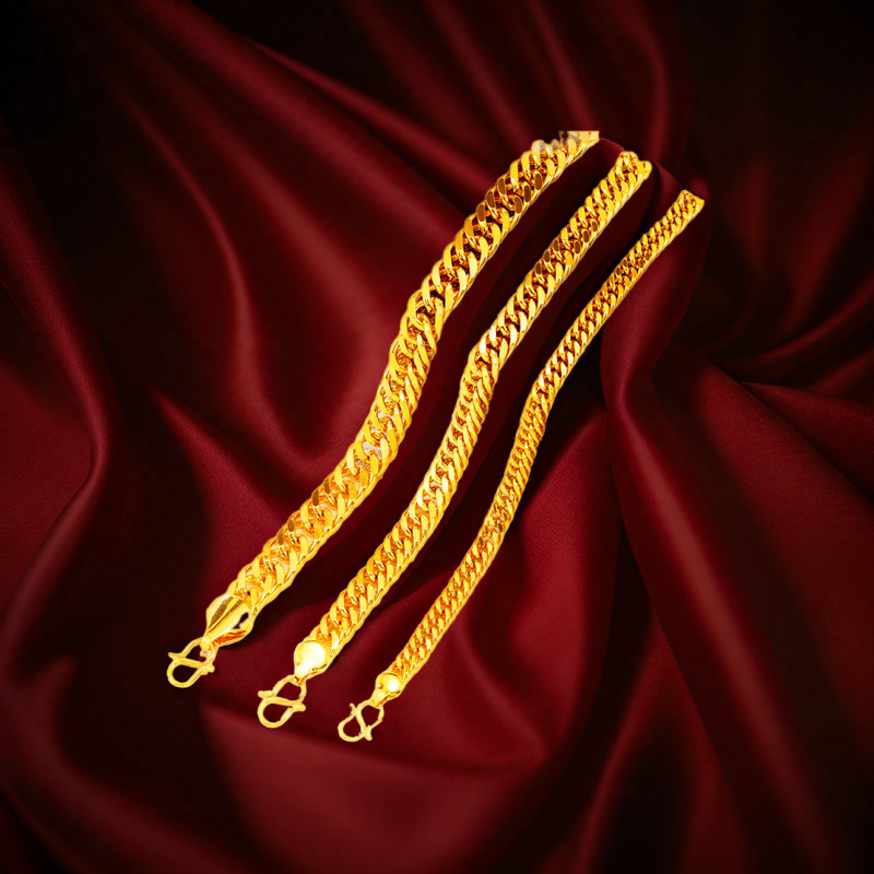 Bangladesh Red Gold Double Buckle Boss Bracelet for Men and Women, Long-Lasting, Retro Sand Gold Hand Jewelry, Gold-Plated Accessories