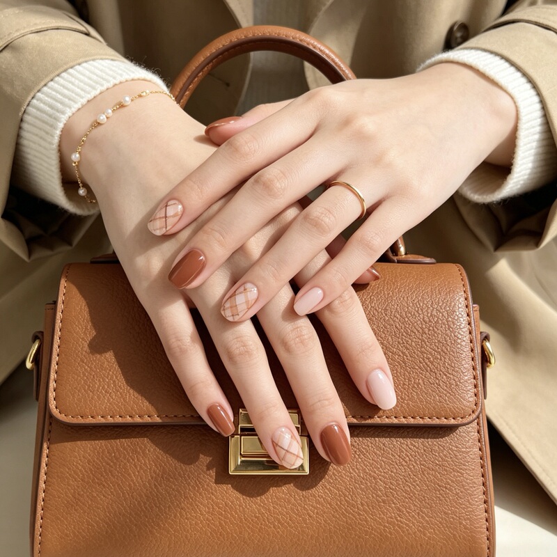 Fingerbook/Handmade Wearable Nails Short Style Light Luxury High-End Exquisite Nail Art Pieces New Model F1