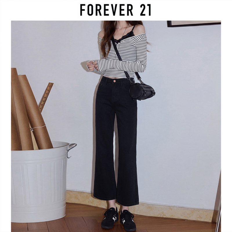Forever 21 Black Flared Jeans for Women, 2026 Autumn New Style, Petite Cropped Non-Tight Flared Pants Forever 21 Black Flared Jeans for Women, 2026 Autumn New Style, Petite Cropped Non-Tight Flared Pants