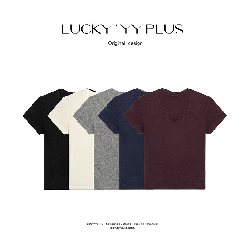 Cuiyuner Soft and Skin-Friendly Goose Egg Collar T-Shirt That Modifies the Face Shape, Lyocell Short-Sleeve T-Shirt B1599