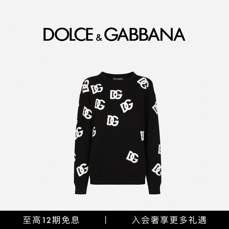Dolce&Gabbana New Women's Dg Logo Intarsia Cashmere Knit Sweater Dolce&Gabbana New Women's Dg Logo Intarsia Cashmere Knit Sweater
