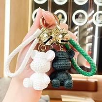 Internet celebrity resin sitting plush bear keychain car accessories pendant exquisite couple bag pendant gift