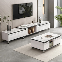 Nordic TV cabinet high cabinet coffee table combination light luxury modern simple floor cabinet small apartment home living room telescopic cabinet