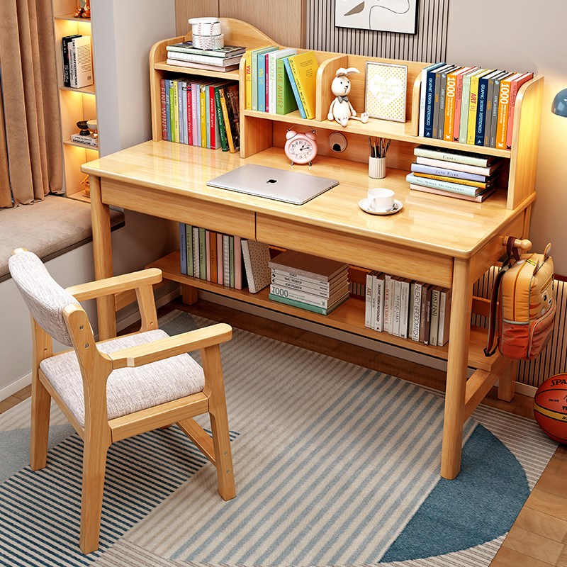 Children's desk bookshelf combination table simple home study desktop computer desk student writing desk and chair