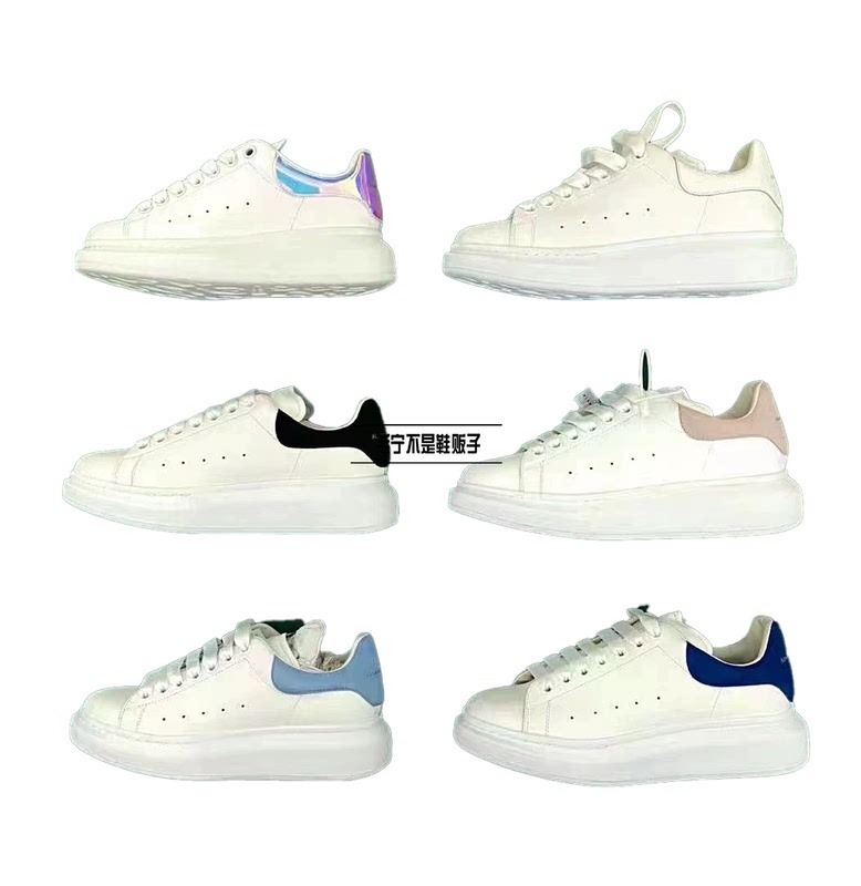 In Stock Alexander Mcqueen Mcq Mcqueen Black Tail Haze Blue Laser Pink Height-Increasing White Sneakers In Stock Alexander Mcqueen Mcq Mcqueen Black Tail Haze Blue Laser Pink Height-Increasing White Sneakers
