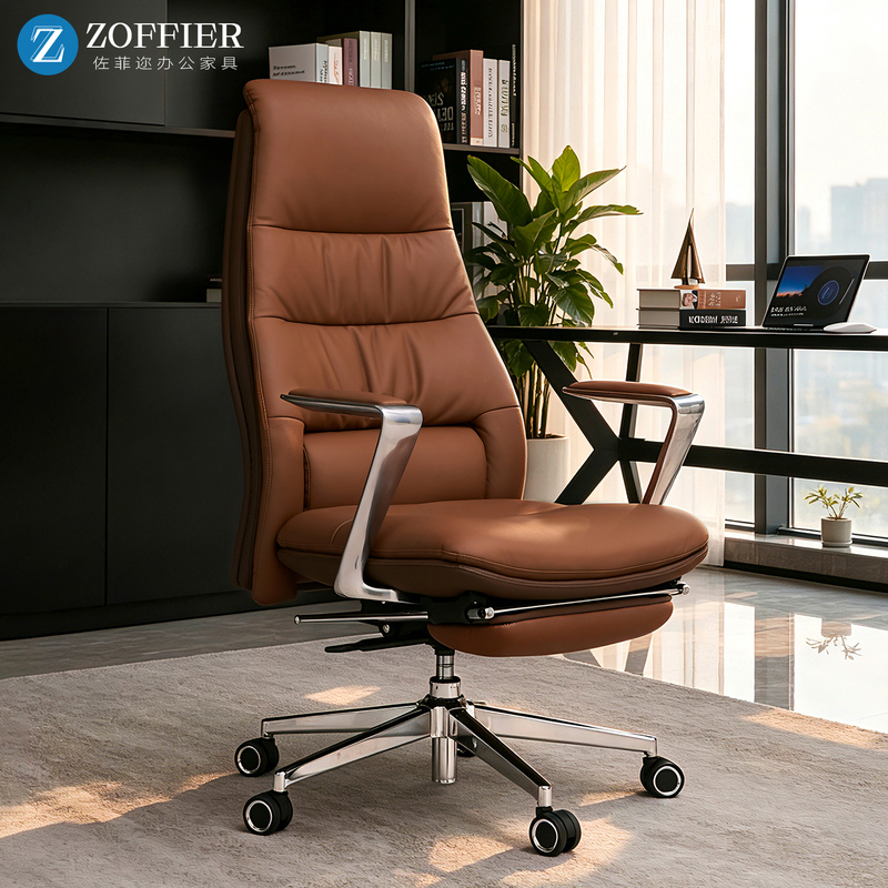 Reclining Simple Executive Chair, Genuine Leather Office Chair, Business Executive Chair, Long-Sitting Computer Chair, Home Bedroom Study Chair Reclining Simple Executive Chair, Genuine Leather Office Chair, Business Executive Chair, Long-Sitting Computer Chair, Home Bedroom Study Chair