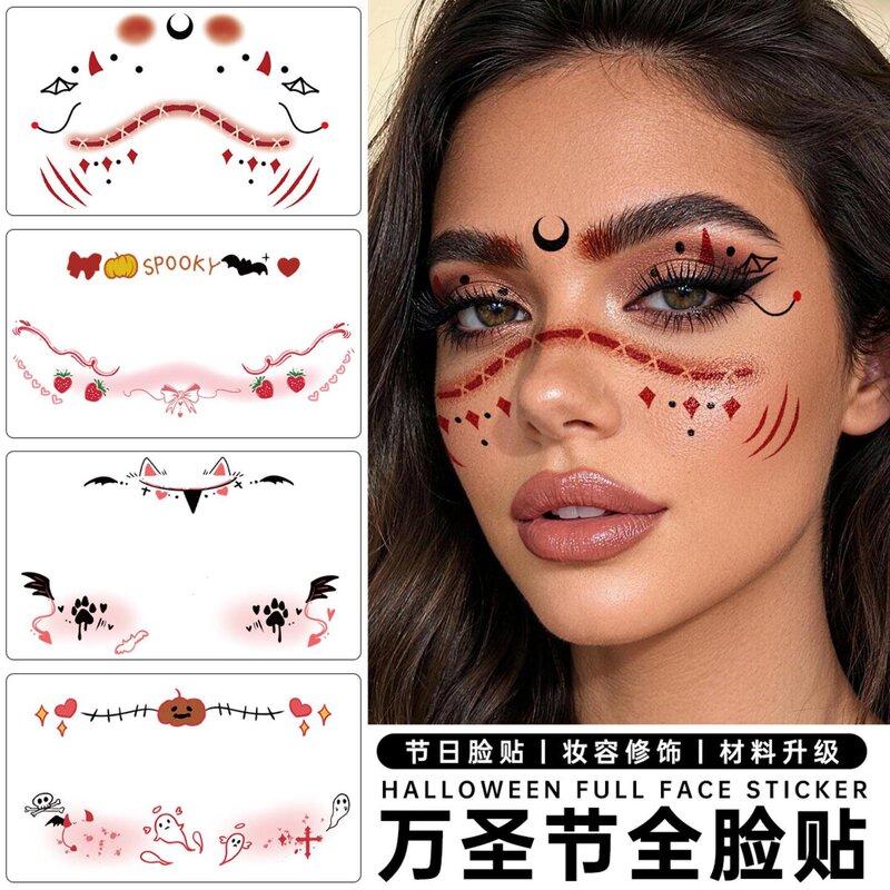 Halloween Tattoo Face Stickers Funny Party Cartoon New Temporary Makeup Horror Scar Prank Waterproof Adult Halloween Tattoo Face Stickers Funny Party Cartoon New Temporary Makeup Horror Scar Prank Waterproof Adult