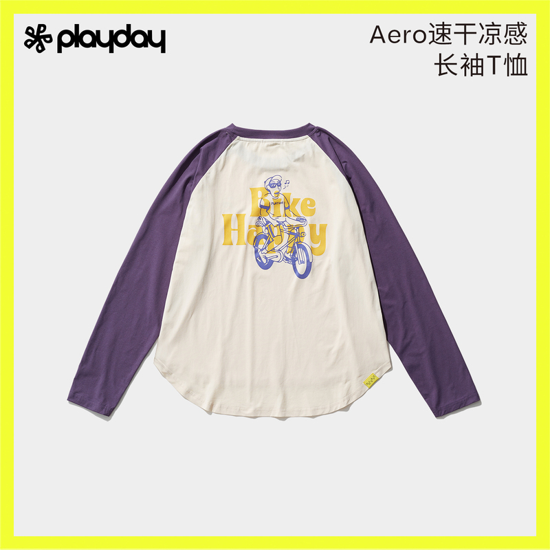 Playday Cool and Quick-Drying Outdoor Printed Long-Sleeved T-Shirt New Anti-Static Raglan Sleeve T-Shirt for Men and Women for All Seasons Playday Cool and Quick-Drying Outdoor Printed Long-Sleeved T-Shirt New Anti-Static Raglan Sleeve T-Shirt for Men and Women for All Seasons