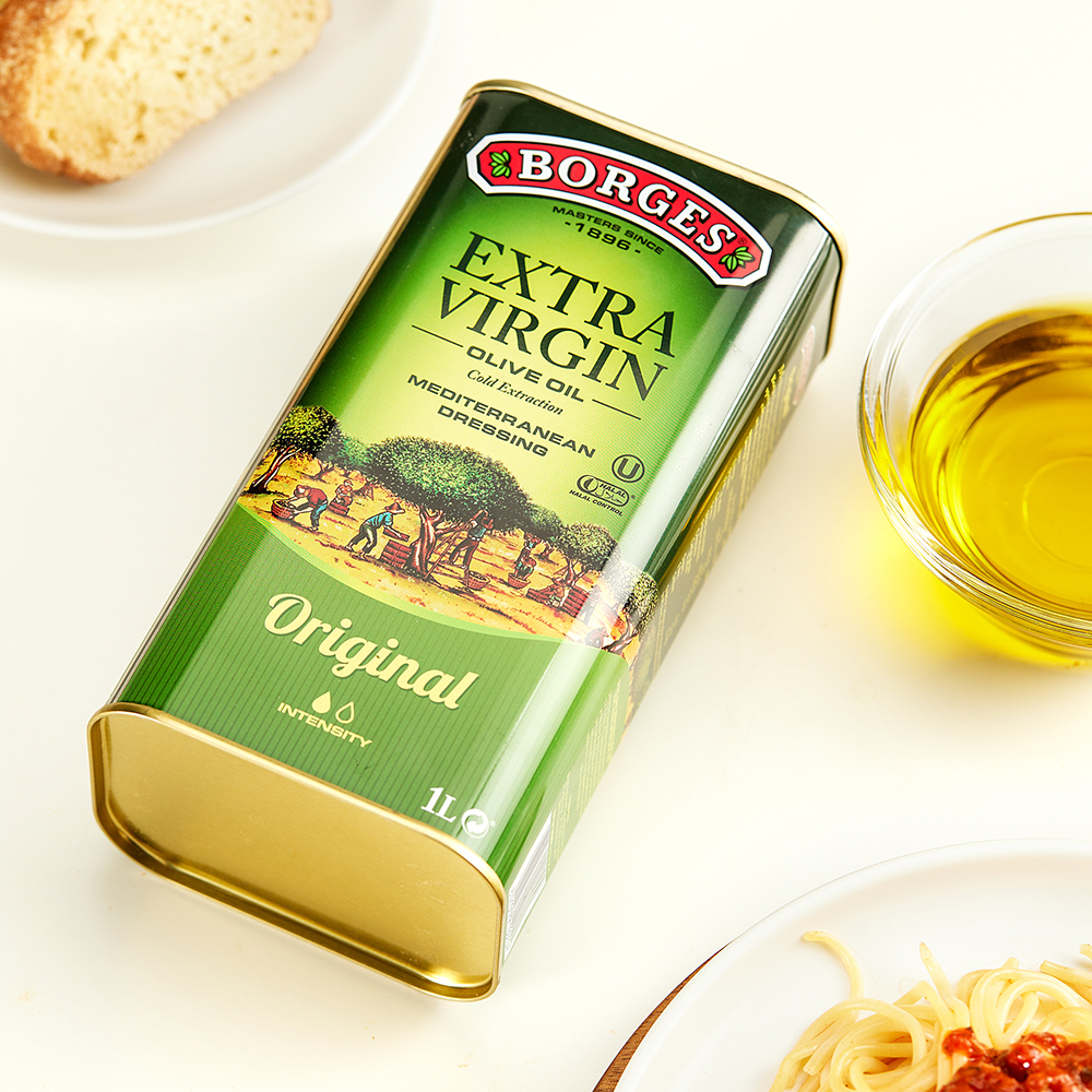 Borges/伯爵西班牙原装进口家用炒菜特级初榨食用橄榄油听装1L