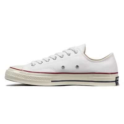 Converse Official Women's Shoes 1970S White Canvas Shoes High and Low Top Men's Shoes with Three-Stripe Logo 162065C