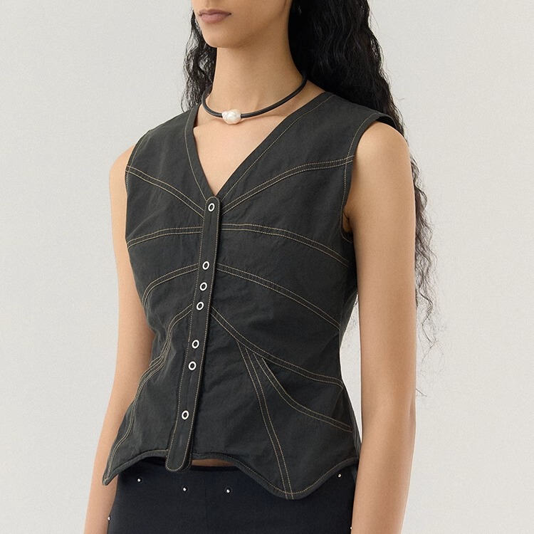 Solofortwo Flute Solo Stylish and Trendy Vest, Vintage Washed Summer V-Neck Sleeveless Top for Women Solofortwo Flute Solo Stylish and Trendy Vest, Vintage Washed Summer V-Neck Sleeveless Top for Women