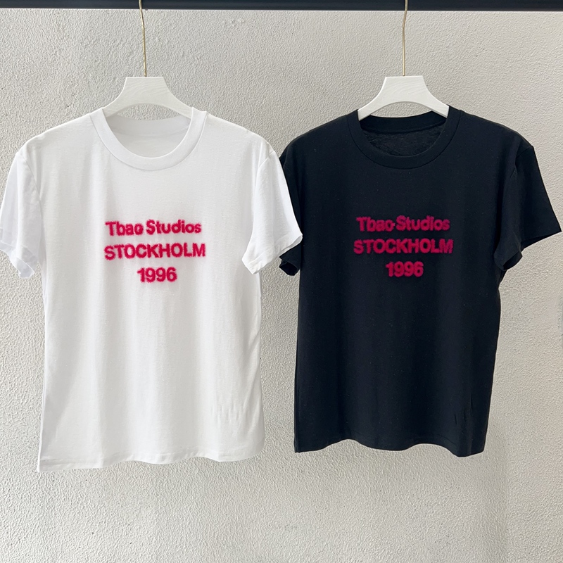 Correct Version 2026 Spring/Summer New Style Celebrity Ju Jingyi Same Style 1996 Flocked Letter Slim Fit Versatile Short-Sleeve T-Shirt